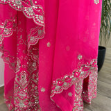 Neon Pink Royal Anarkali Set - Size XXL