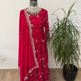 Rani Pink Floral Elegance Anarkali - Size XXL