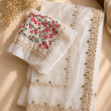 Ivory Blossom Embroidered Saree