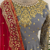 Red Silver Salwar - Size M