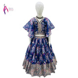 Printed Faux Georgette Kids Lahenga Choli