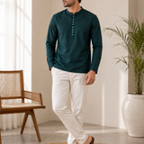 Midnight Emerald Kurta Shirt - Size M