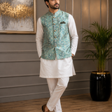 Aqua Royale Brocade Waistcoat