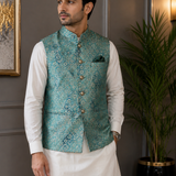 Aqua Royale Brocade Waistcoat