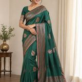 Emerald Grace Banarasi Saree - unstich and size M
