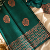 Emerald Grace Banarasi Saree - unstich and size M