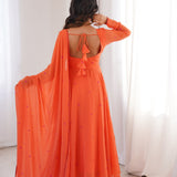 Embroidered Faux Georgette Anarkali Set