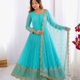 Elegant Sequence Work Georgette Anarkali Gown
