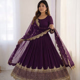 Elegant Sequence Work Georgette Anarkali Gown