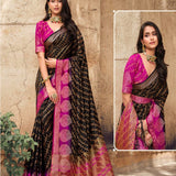 Raw Silk Chit Pallu Saree