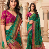 Raw Silk Chit Pallu Saree