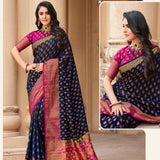 Raw Silk Chit Pallu Saree