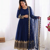Elegant Sequence Work Georgette Anarkali Gown