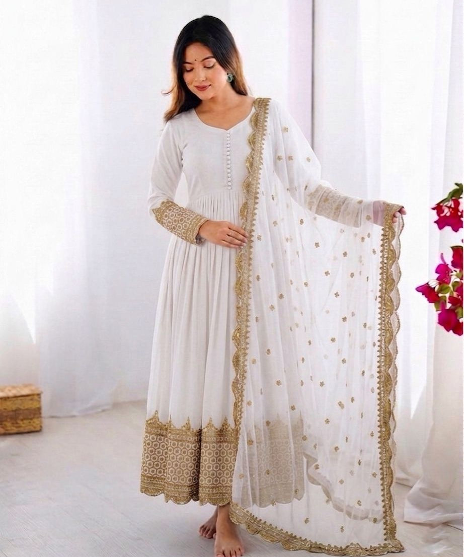 Elegant Sequence Work Georgette Anarkali Gown