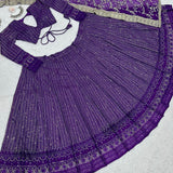 Purple Lukhnowi Pata Work Lehenga Choli