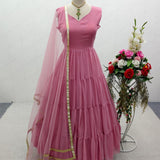 Bollywood Peach Ruffles Gown