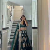 Green Designer Embroidery Lehenga