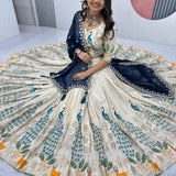 Peacock Bridal Tissue Silk Lehenga