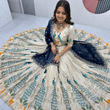 Peacock Bridal Tissue Silk Lehenga