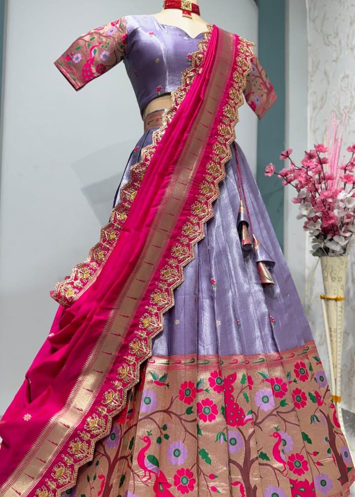 Purple Paithani Tissu Silk Lehenga