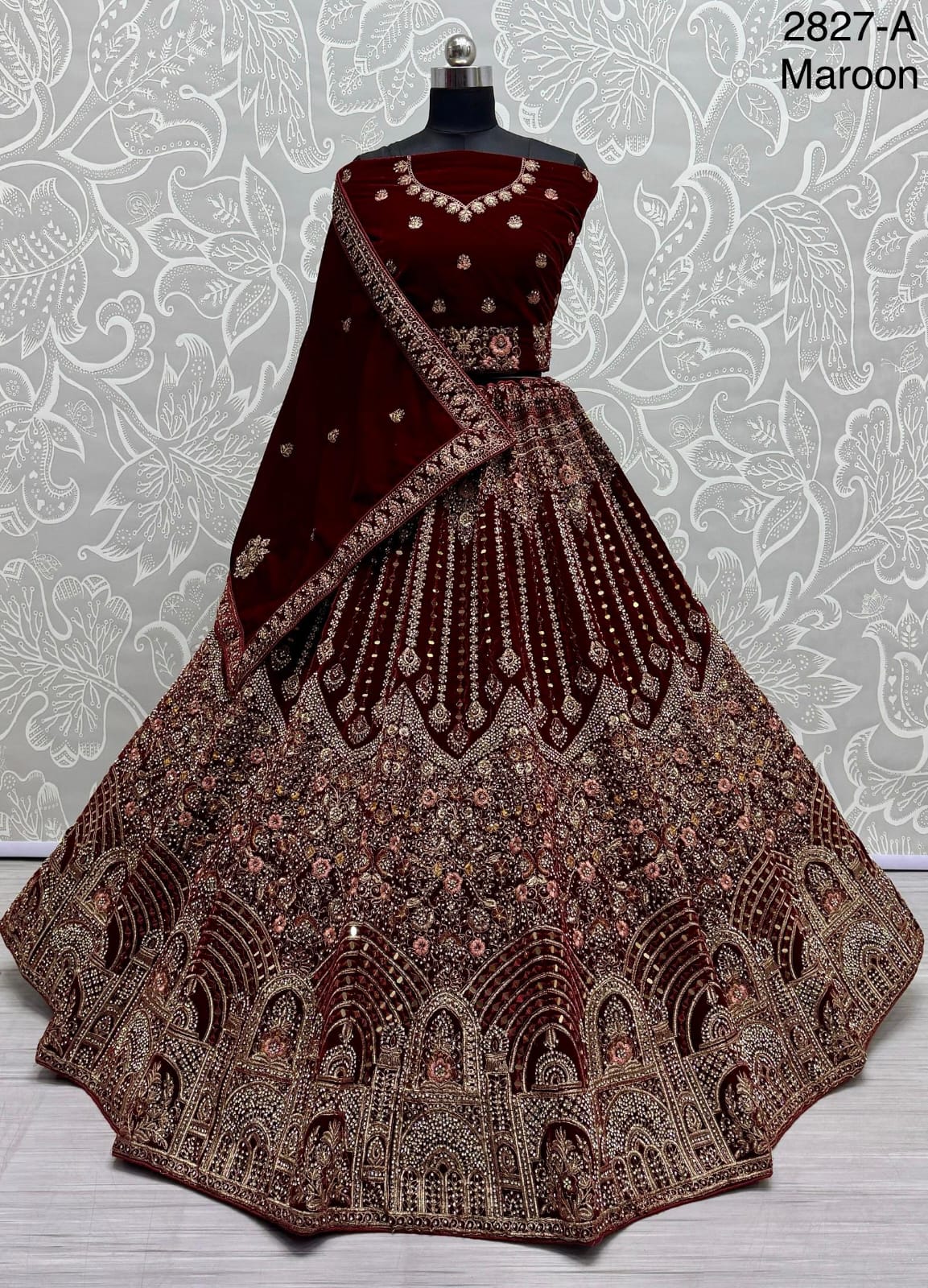 Bridal Real Handwork Mirror Lehenga