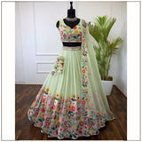 Pistachio Green Crystal Lehenga