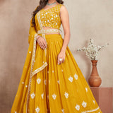 Mustard Heavy Georgette Lehenga