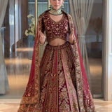 Elegant Bridal Wedding Velvet Lehenga