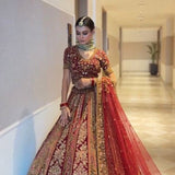 Elegant Bridal Wedding Velvet Lehenga