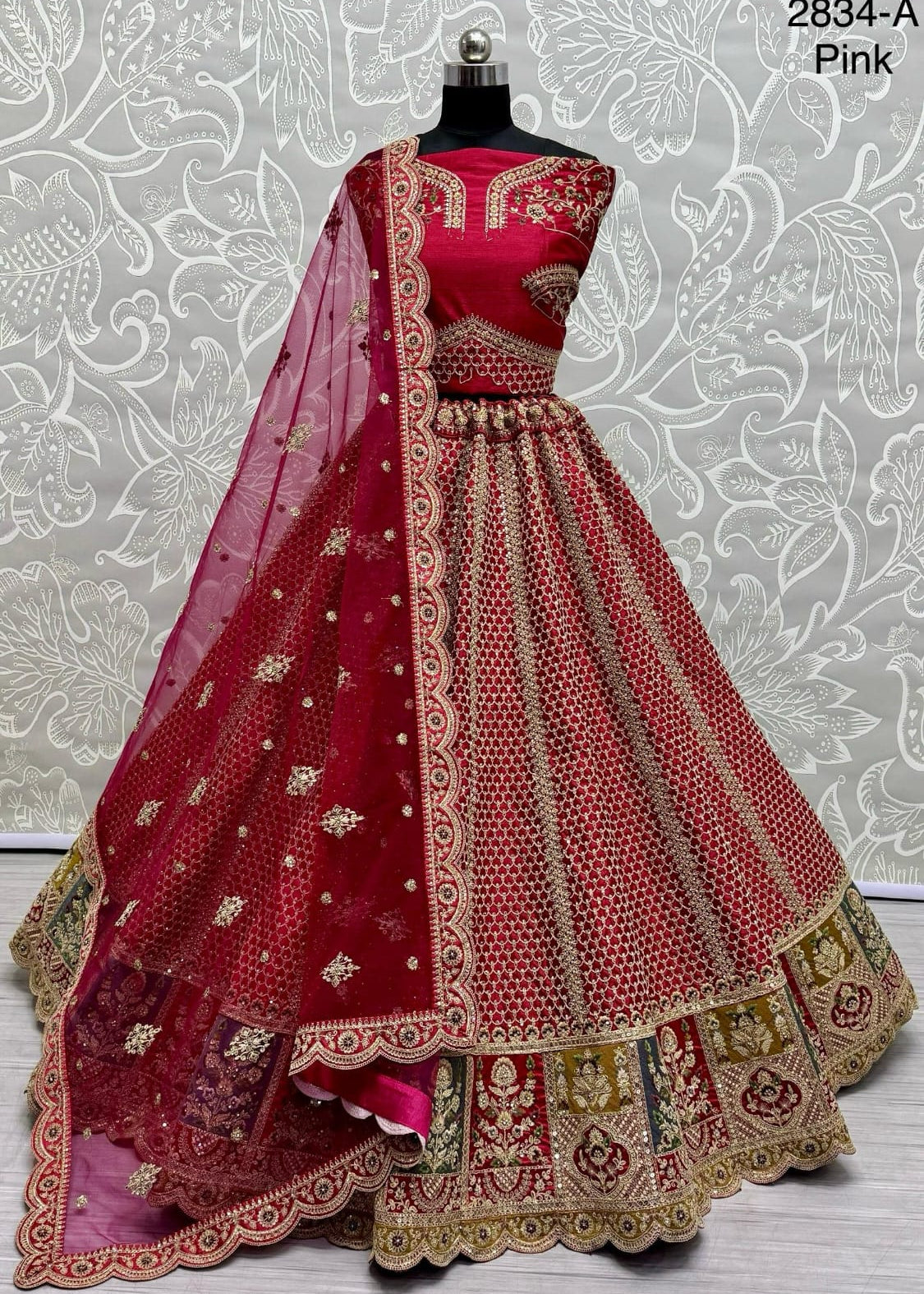 Magnificent Embroidered Silk Lehenga