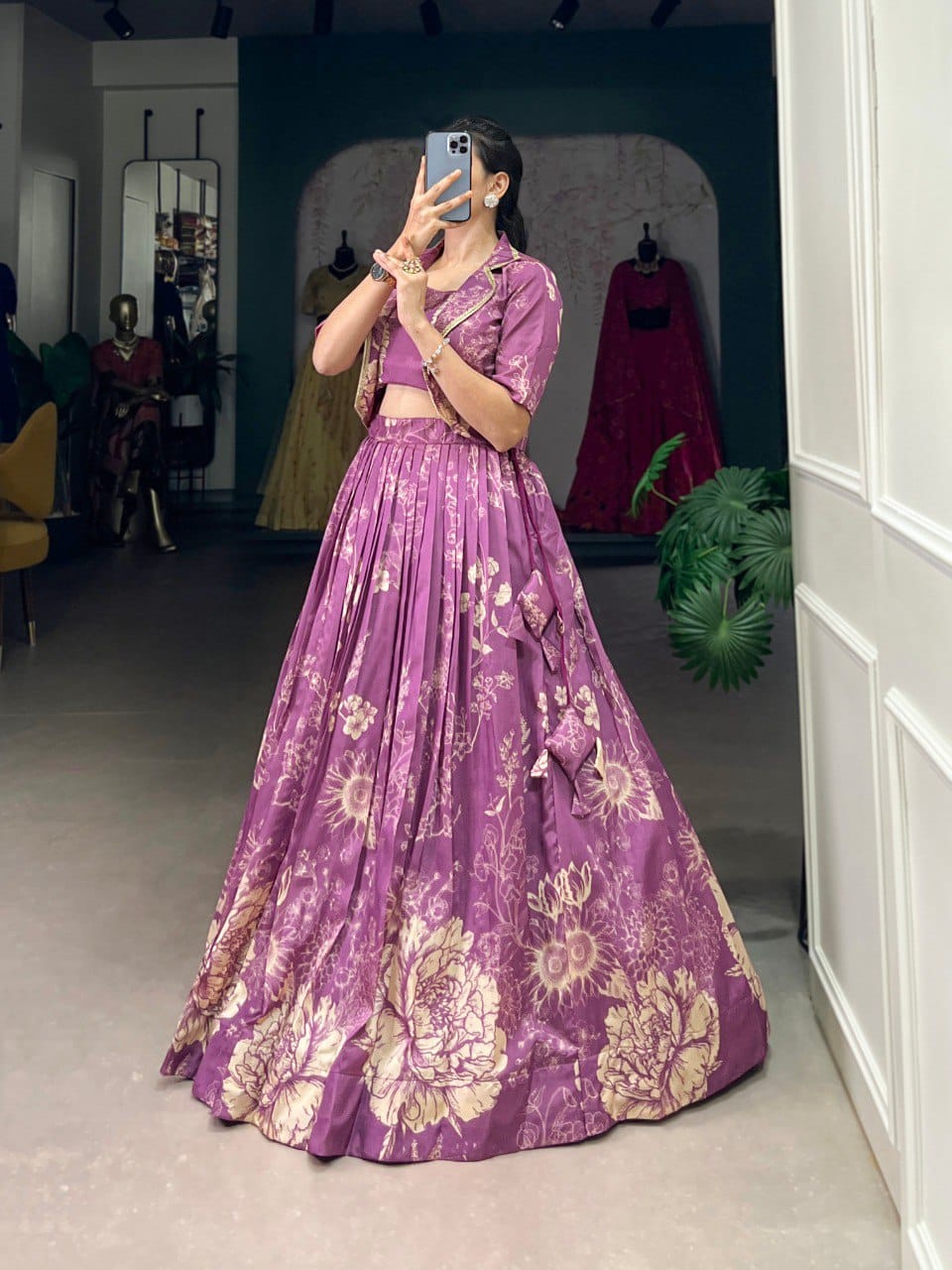 Blooming Tussar Silk Lehenga Choli