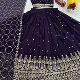 Dark Purple Festive Georgette Lehenga
