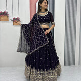 Dark Purple Festive Georgette Lehenga