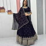 Dark Purple Festive Georgette Lehenga