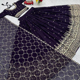 Dark Purple Festive Georgette Lehenga