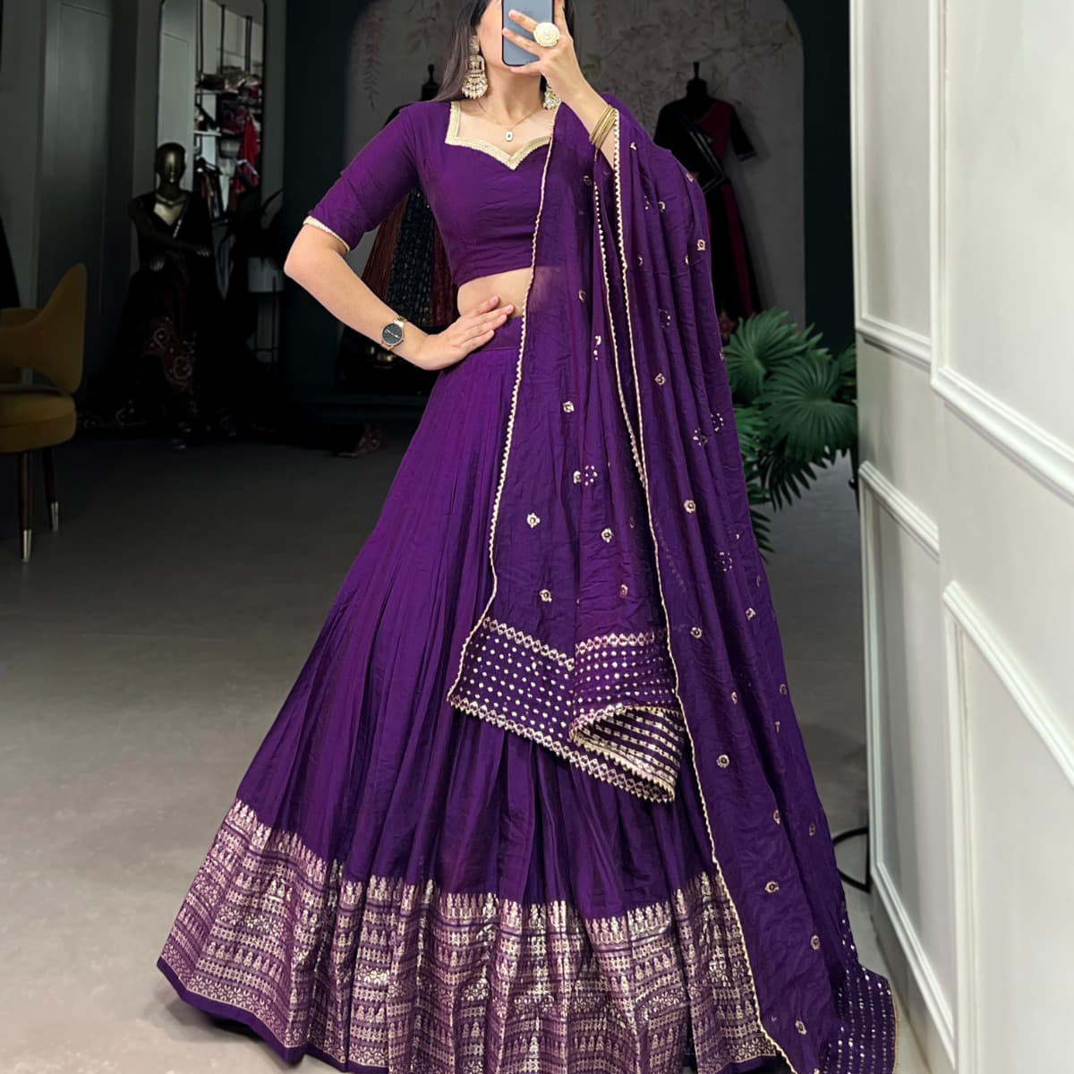 Bridesmaid Pure Chanderi Lehenga