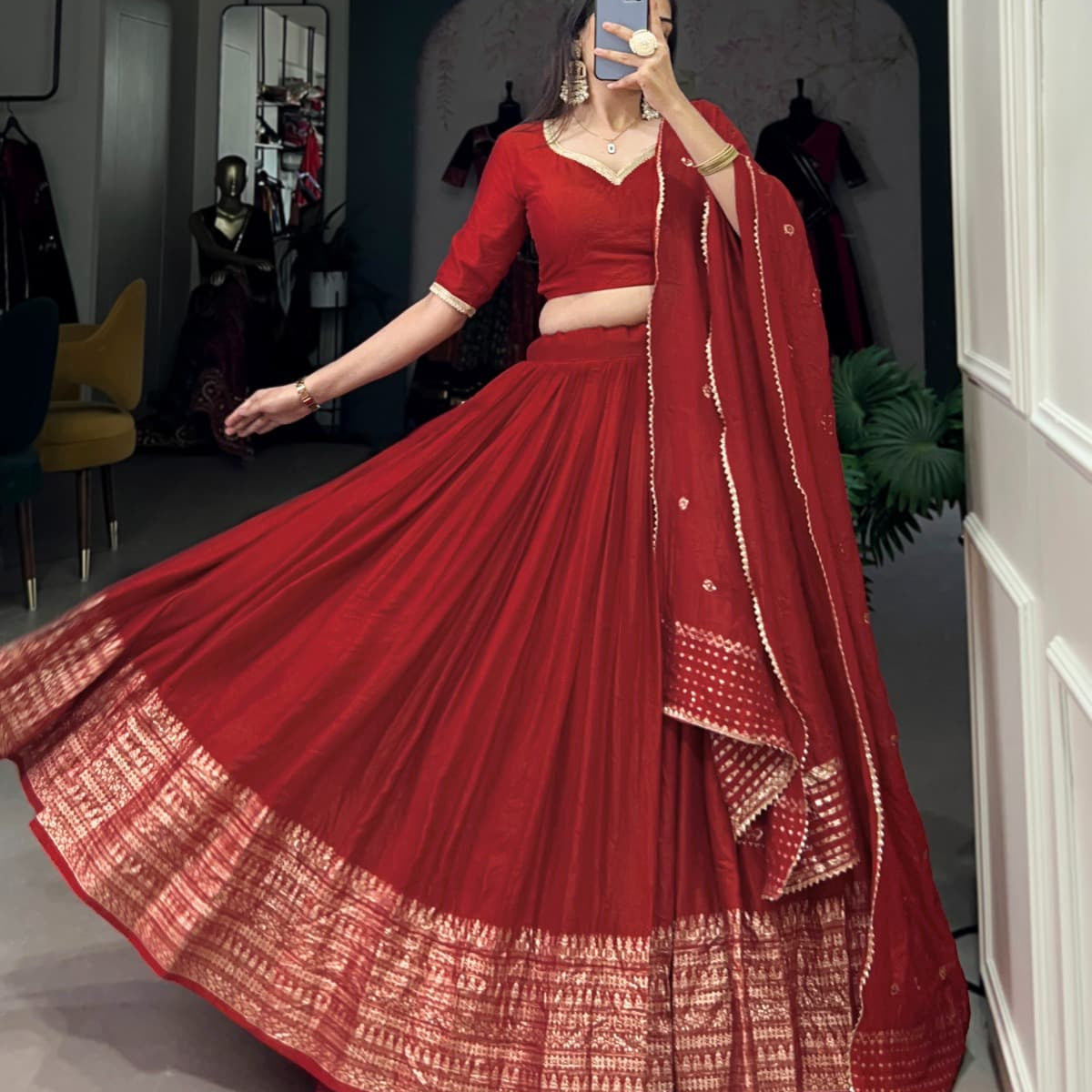 Bridesmaid Pure Chanderi Lehenga