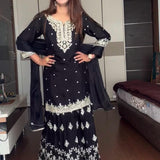 Attractive Black Silk Suit Plazzo