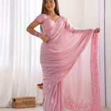 Festive Embroidered Crushed Silk Saree
