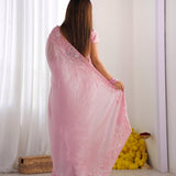 Festive Embroidered Crushed Silk Saree