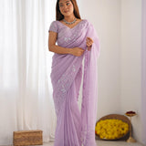 Festive Embroidered Crushed Silk Saree