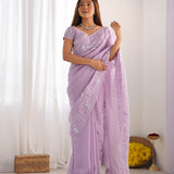 Festive Embroidered Crushed Silk Saree