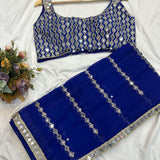 Beautiful Original Mirror Georgette Saree