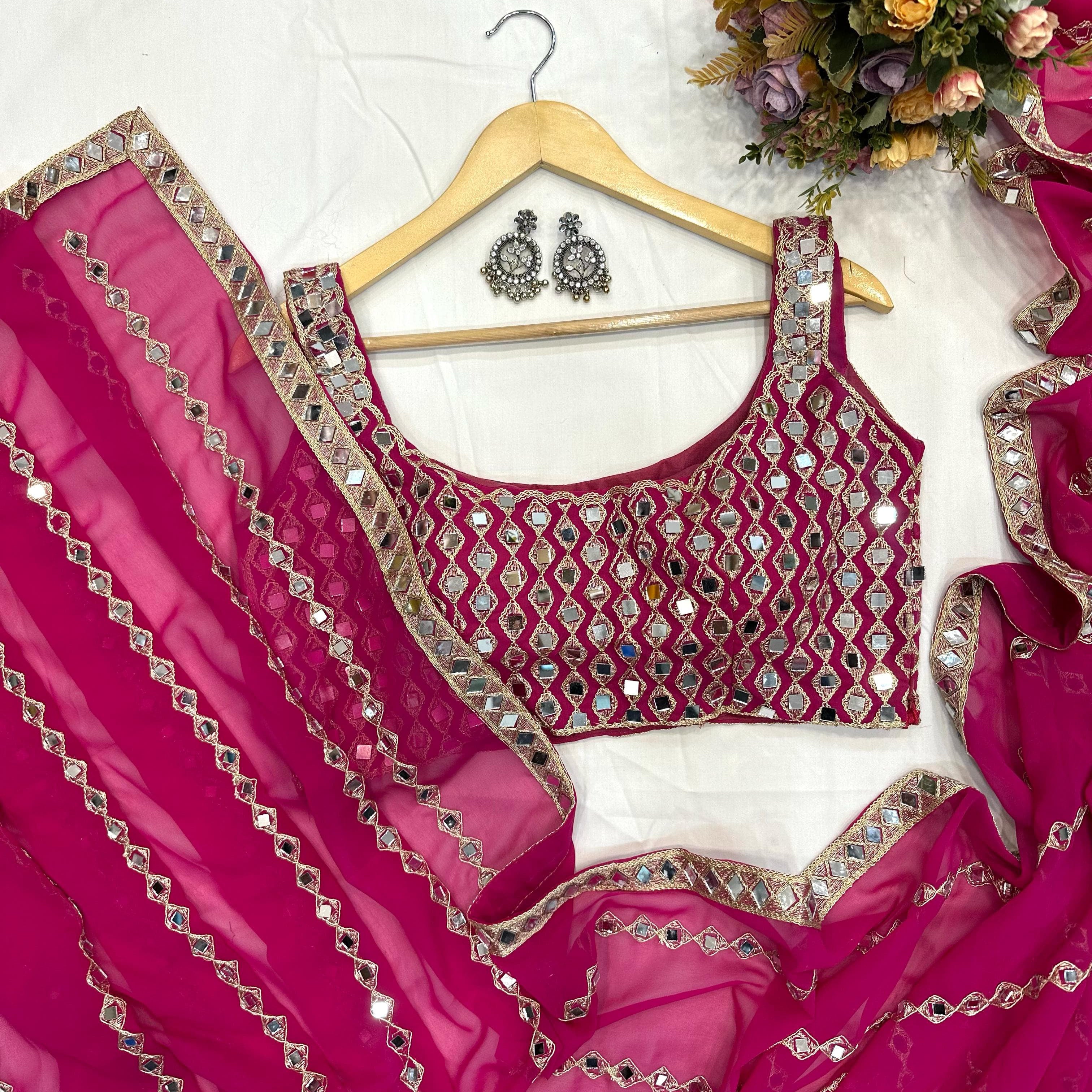 Beautiful Original Mirror Georgette Saree