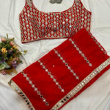 Beautiful Original Mirror Georgette Saree