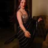 Beautiful Original Mirror Georgette Saree