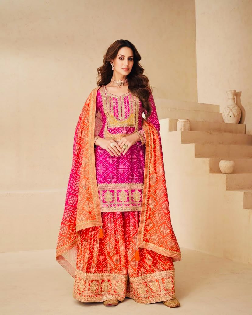 Bandhej Partywear Sharara Suit