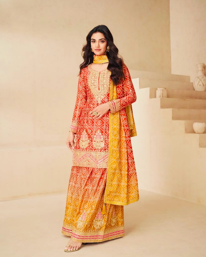 Bandhej Partywear Sharara Suit