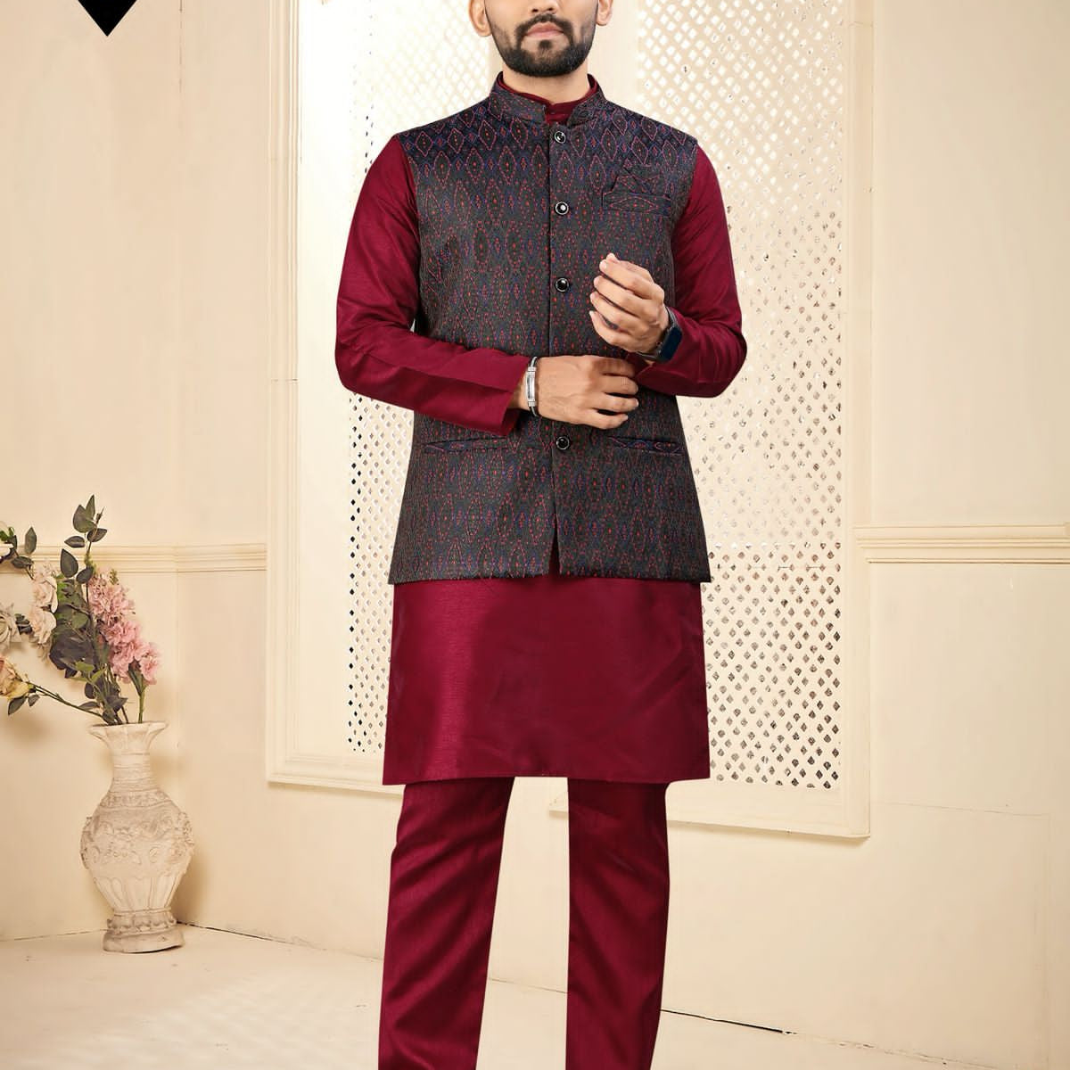Men's Party Wear Silk Kurta Pyjama
