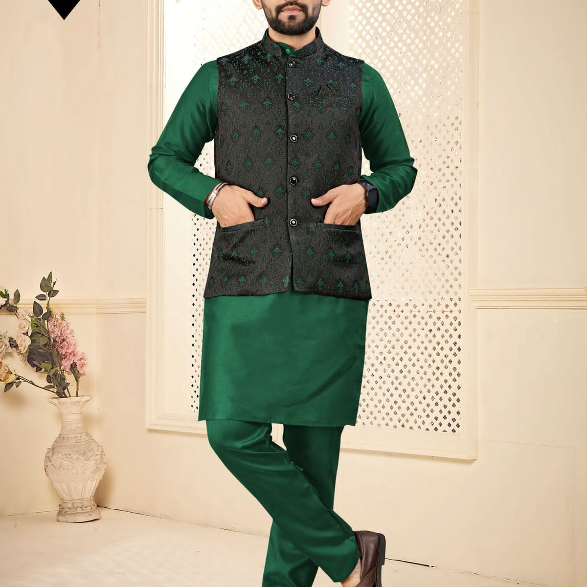 Men's Party Wear Silk Kurta Pyjama